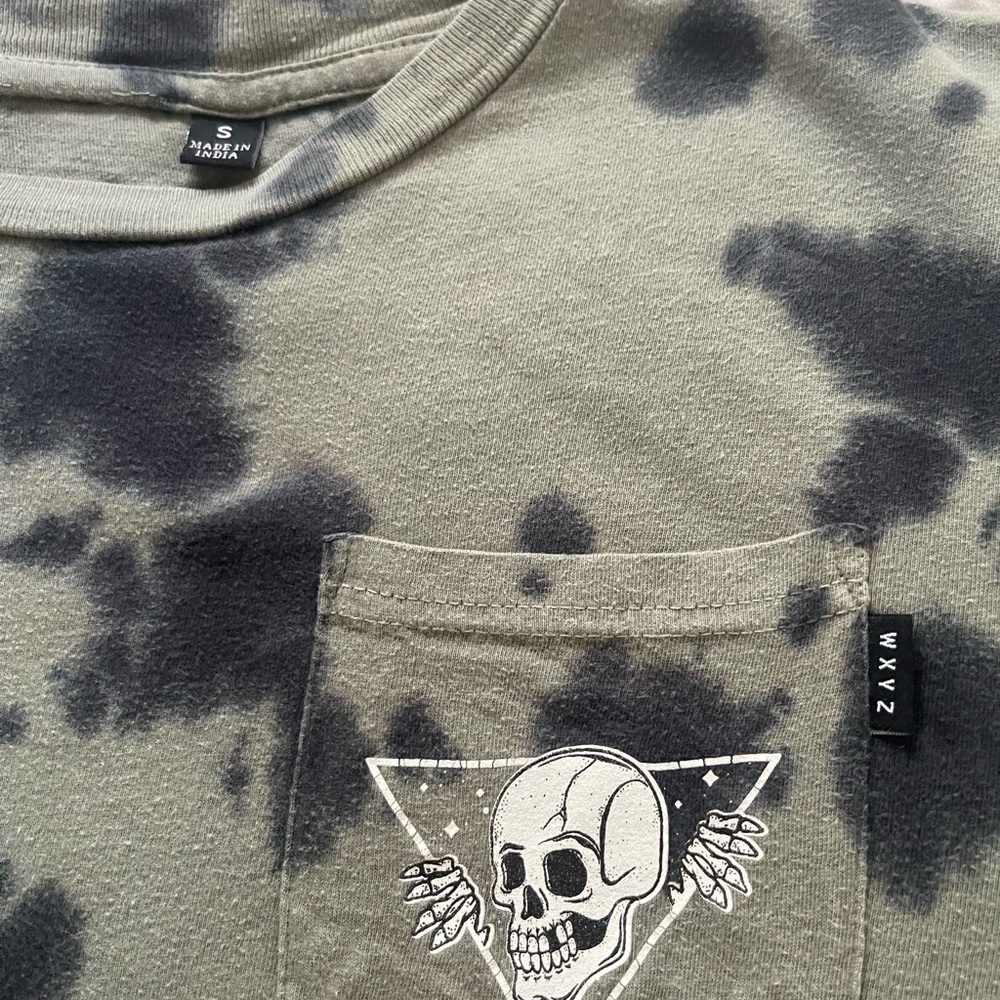 Olive Tie-Dye Skull Graphic Tee